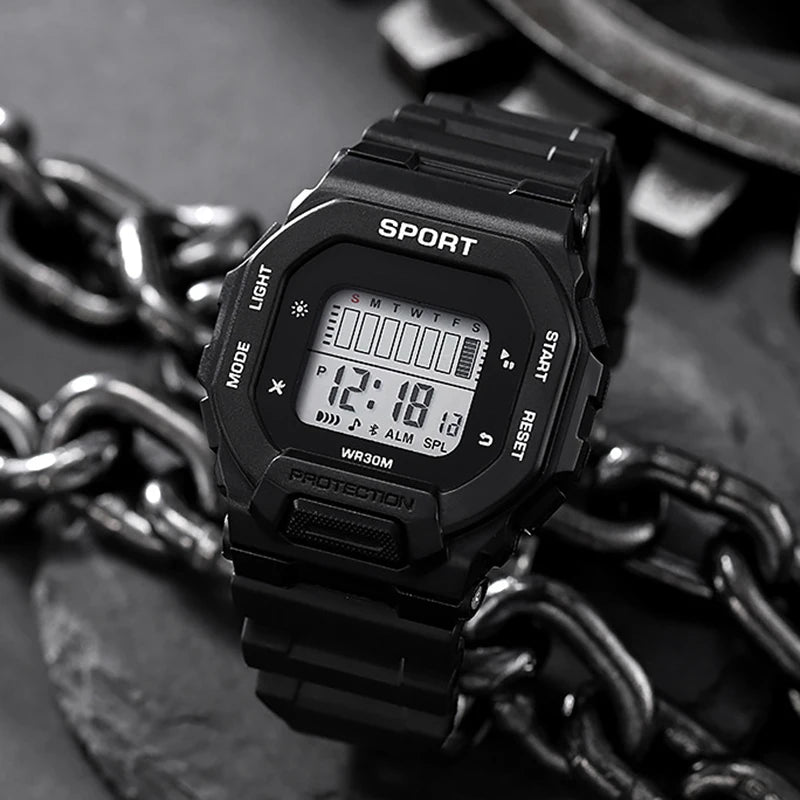 Reloj deportivo YIKAZE para hombre, relojes digitales LED resistentes al agua, tendencia de aventura al aire libre para estudiantes, reloj electrónico multifuncional para regalo