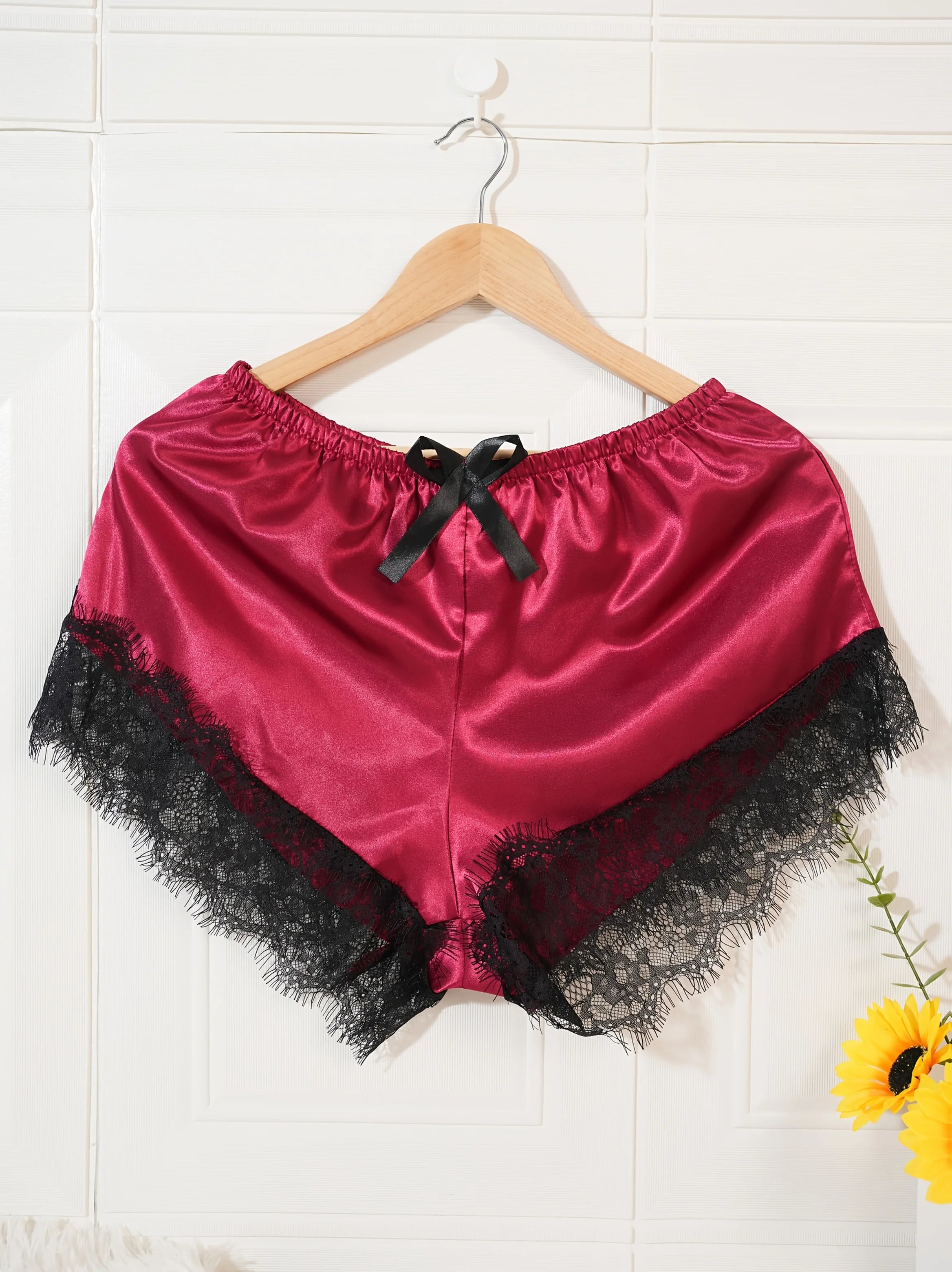 Conjunto de Pijama de Satén para Mujer 4 Piezas con Bata y Encaje