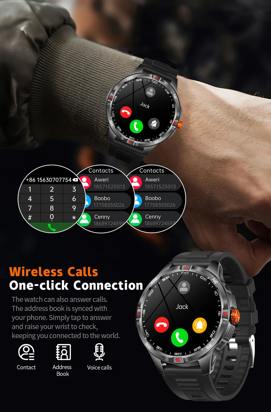 Reloj Inteligente GPS Brújula Bluetooth Deportivo