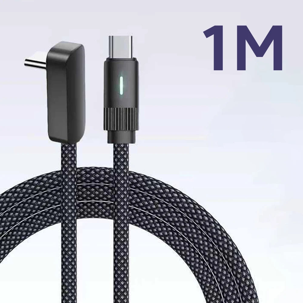 Cable USB-C 100W PD Ángulo Recto 90° para iPhone y Huawei