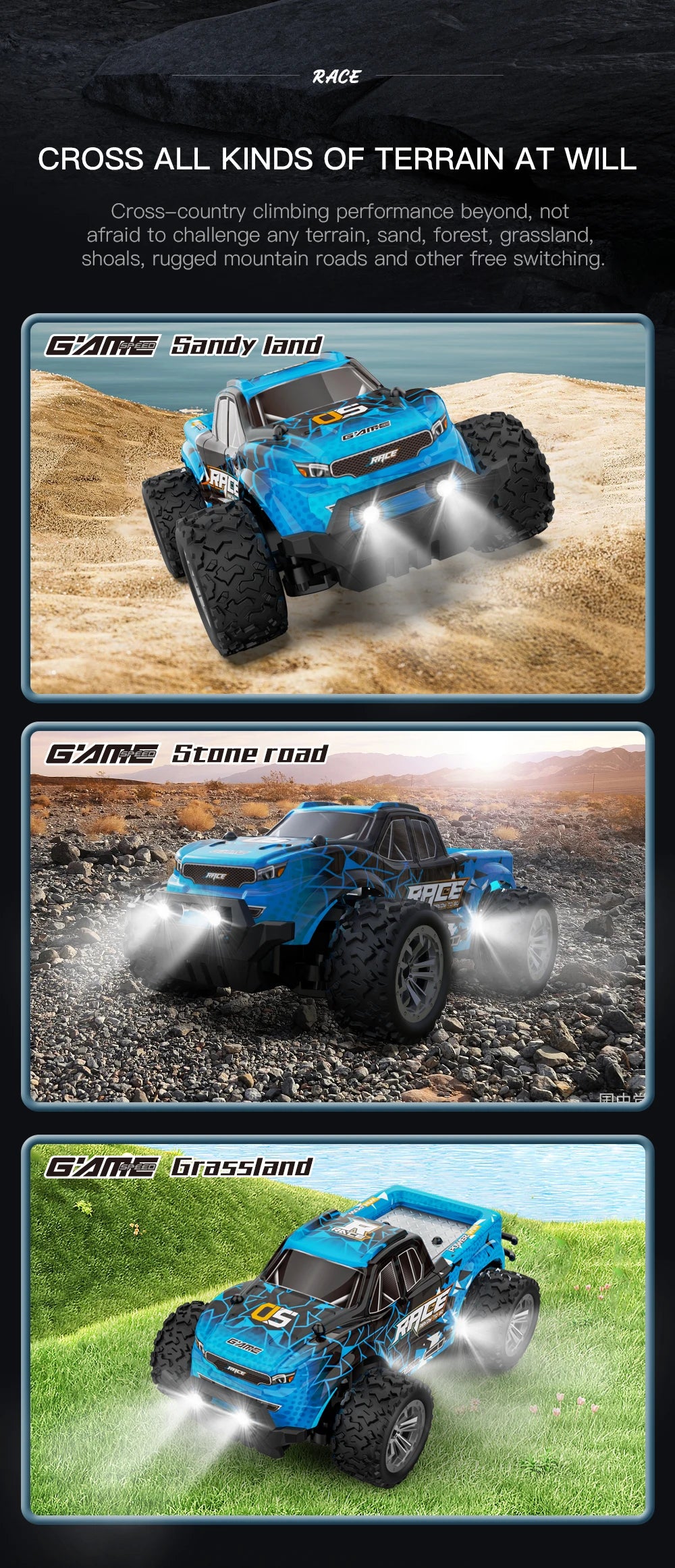 Coche RC ZWN Aleación Todoterreno 1:20 con Luz LED Control Remoto