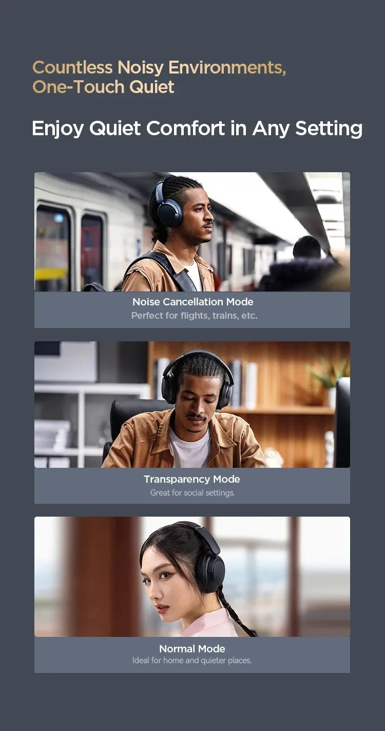 Auriculares 1MORE SonoFlow Pro HQ51 ANC Bluetooth 5.4 Hi-Res LDAC con controlador DLC de 40 mm, QuietMax ANC de 42 dB, batería de 100 horas, auriculares supraaurales
