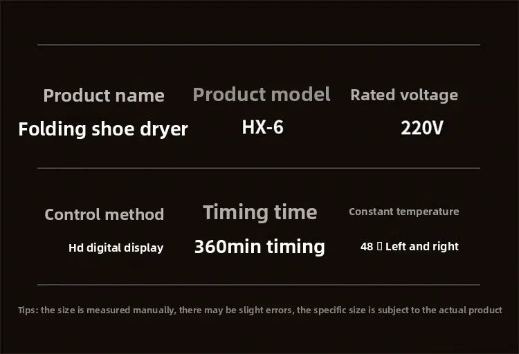 Secador de Zapatos y Botas Eléctrico Plegable