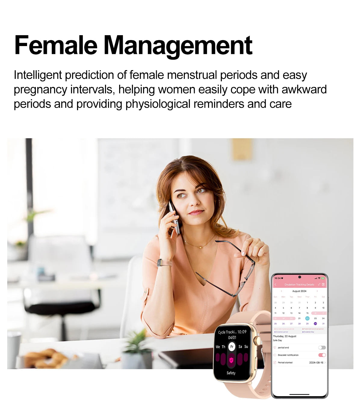 Reloj Inteligente NFC Salud Femenina AMOLED