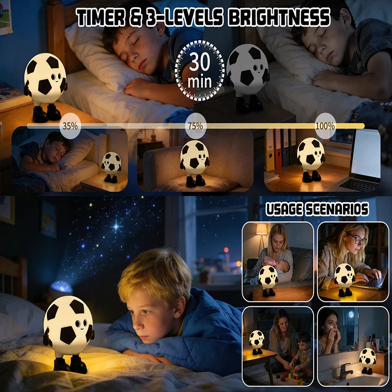 Lámpara Nocturna de Fútbol de Silicona para Niños