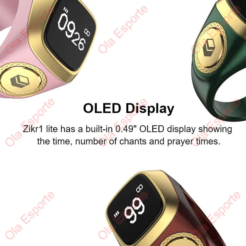 2026 Qibla Smart Zikr Ring elogio Tasbih Tally contador Digital electrónico para musulmanes 5 tiempo de oración recordatorio de vibración impermeable