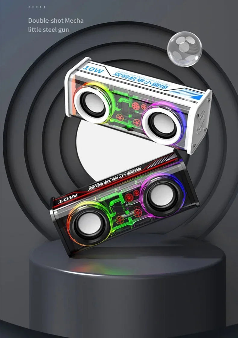 Altavoces Mecha transparentes V8, Bluetooth 5,0, inalámbricos, diafragma de contrabajo, Subwoofer, música, TWS, luz RGB, Mini altavoz de fiesta