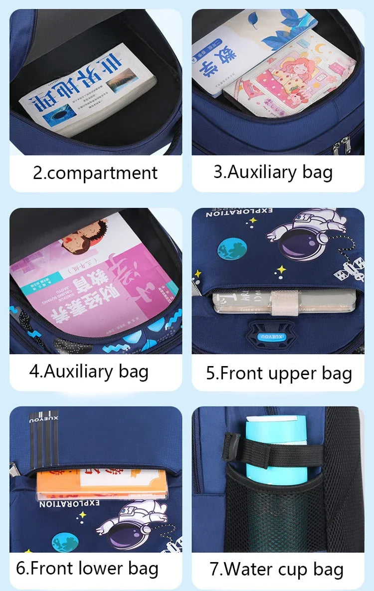 Mochila Escolar Astronauta Impermeable para Niños de 2 a 16 Años