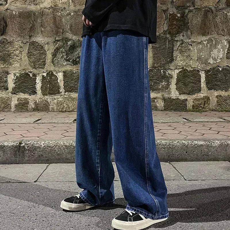 Pantalones Vaqueros Coreanos Sueltos, Estilo Calle, Pierna Ancha