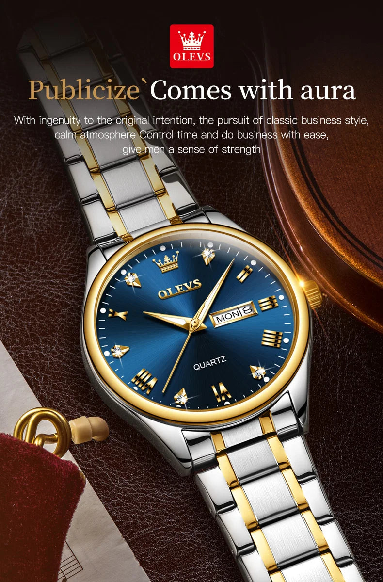 Reloj de Cuarzo OLEVS para Hombre Acero Inoxidable Luminoso