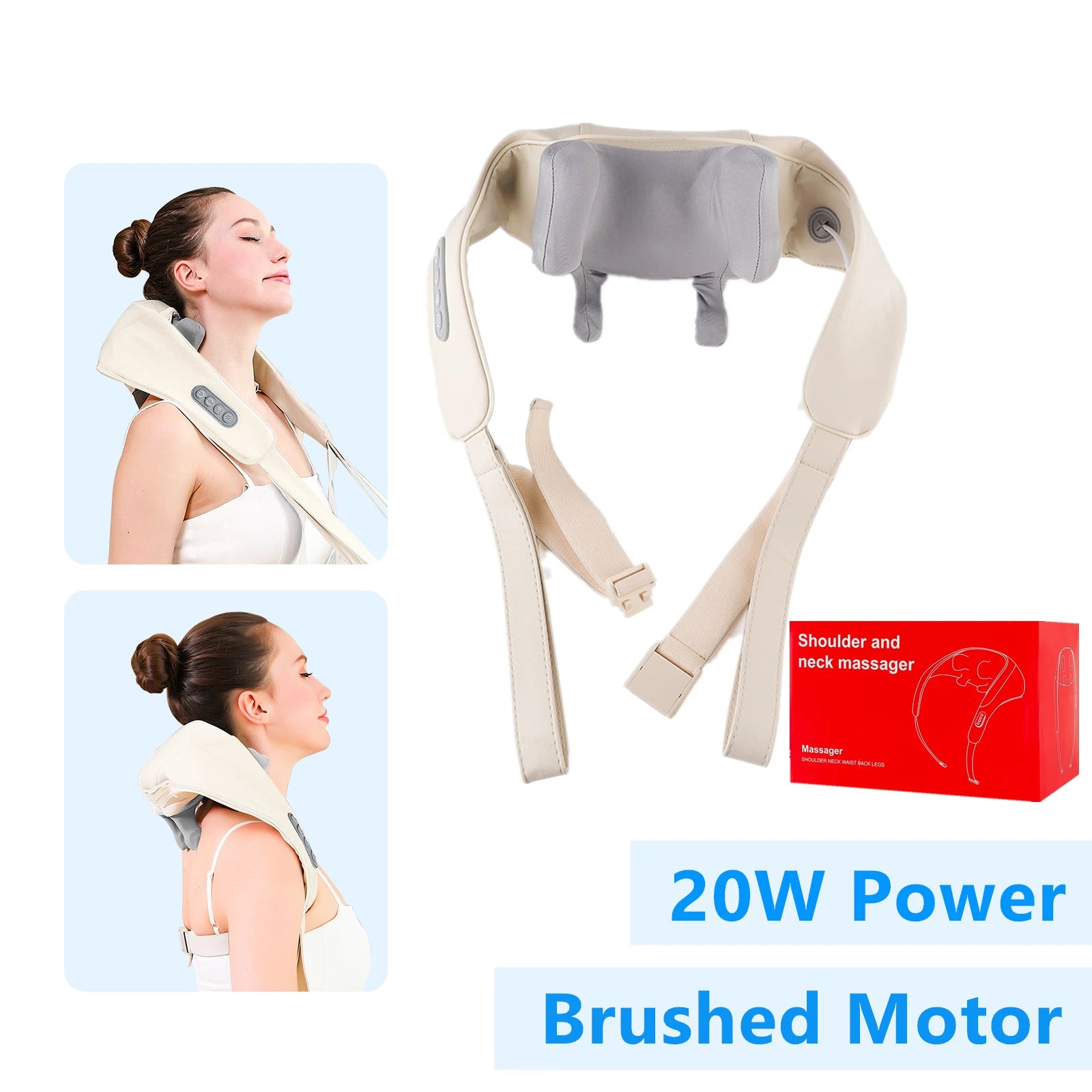 Masajeador Inalámbrico de Cuello y Hombros 26W con Motor