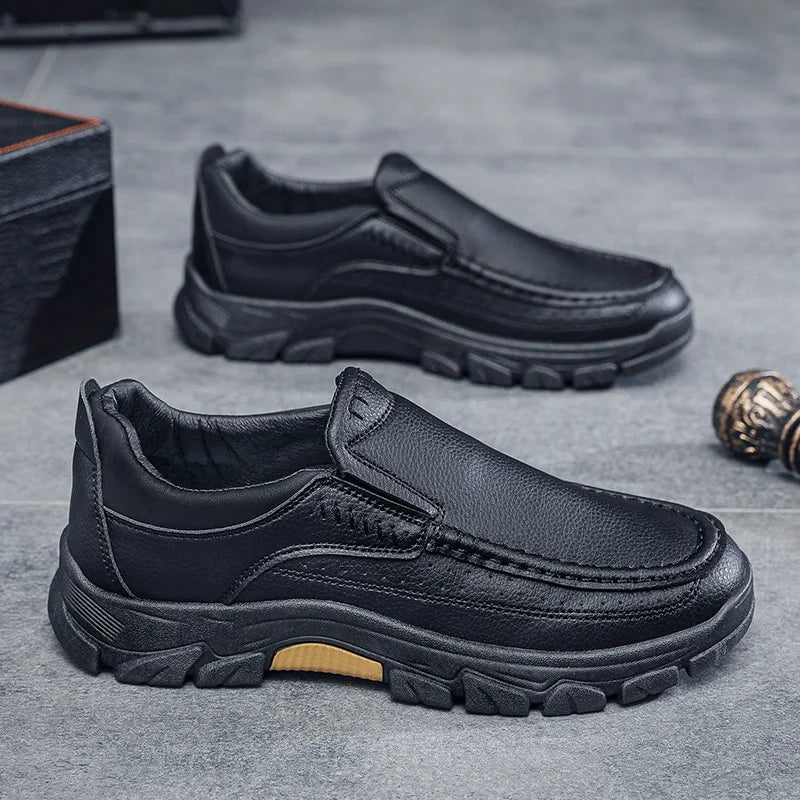 Nuevos zapatos informales para hombre de primavera y otoño, zapatos británicos para papá de mediana edad, zapatos de cuero de negocios a la moda