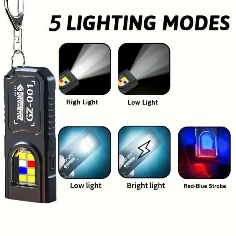 Llavero Linterna LED Mini Recargable Tipo C 550LM Portátil de Bolsillo
