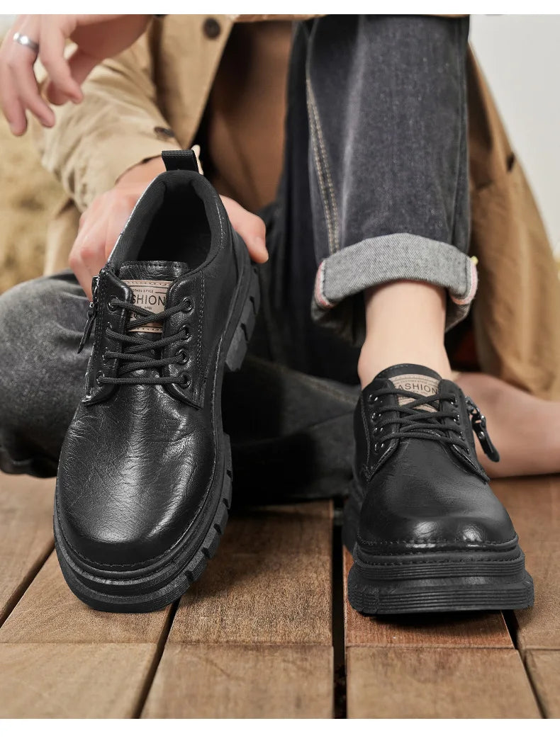 Zapatos informales para hombre, calzado cómodo para trabajo hecho a mano en las cuatro estaciones, zapatos de trabajo al aire libre, moda Joker, zapatos de marea juvenil, zapatos de cuero para fiesta de negocios