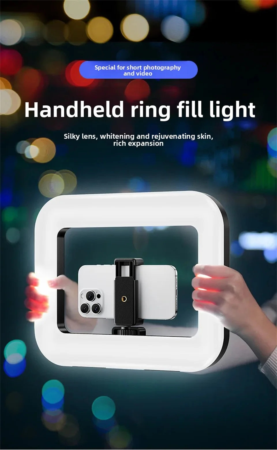 Anillo de mano portátil, luz LED, nueva jaula de conejo, iluminación, lámpara de fotografía para transmisión en vivo móvil, decoración de luz para Selfie