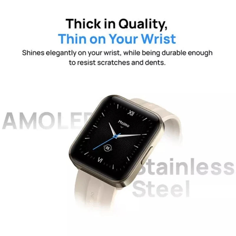 Nuevo Reloj Inteligente Maimo Watch Flow con Pantalla AMOLED de 1.6'', 5ATM, Monitor de Ritmo Cardíaco, Sueño, GPS, Compatible con Android e iOS, Esferas con Diseño IA y Monitoreo de SpO2