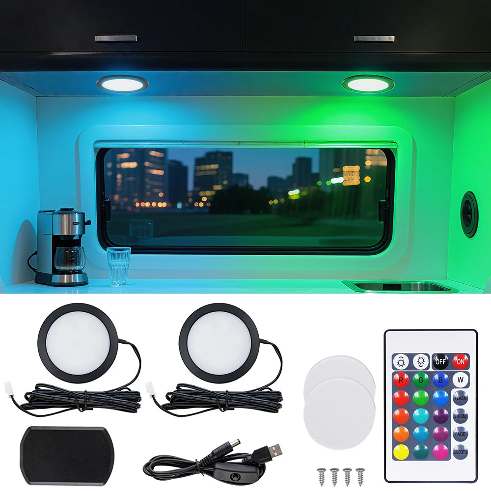 Luz RGB remota de 24 teclas para debajo de gabinete, interruptor USB de 5V, Kit de 1 2 4 6 luces, lámpara delgada para vitrina de cocina, acento de escritorio para Bar en casa