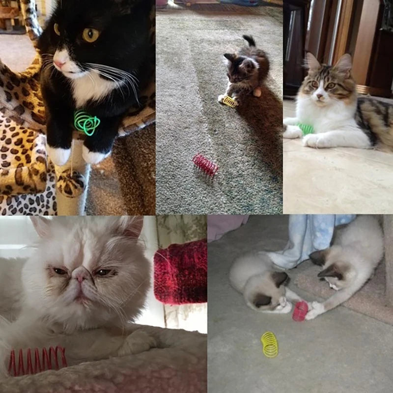 Juguetes para gatos y gatitos, juguete de resorte para gatos de calibre pesado y ancho y duradero, resortes coloridos, juguete para mascotas, resortes en espiral en espiral, 4/8/16/20 piezas