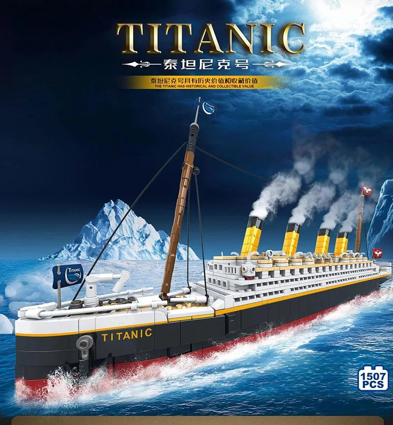 1507 Uds nuevo juego de bloques de construcción de modelo creativo Titanic a gran escala, desafío para adultos enorme modelo de barco de crucero Titanic juguetes de construcción