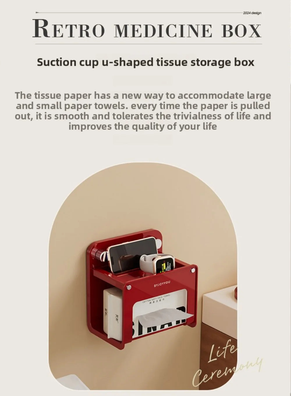 Portarrollos de Papel Higiénico con Ventosa, Montado en la Pared, Impermeable, de Plástico Resistente, Sin Perforaciones, Organizador de Baño, Caja para Toallitas Húmedas
