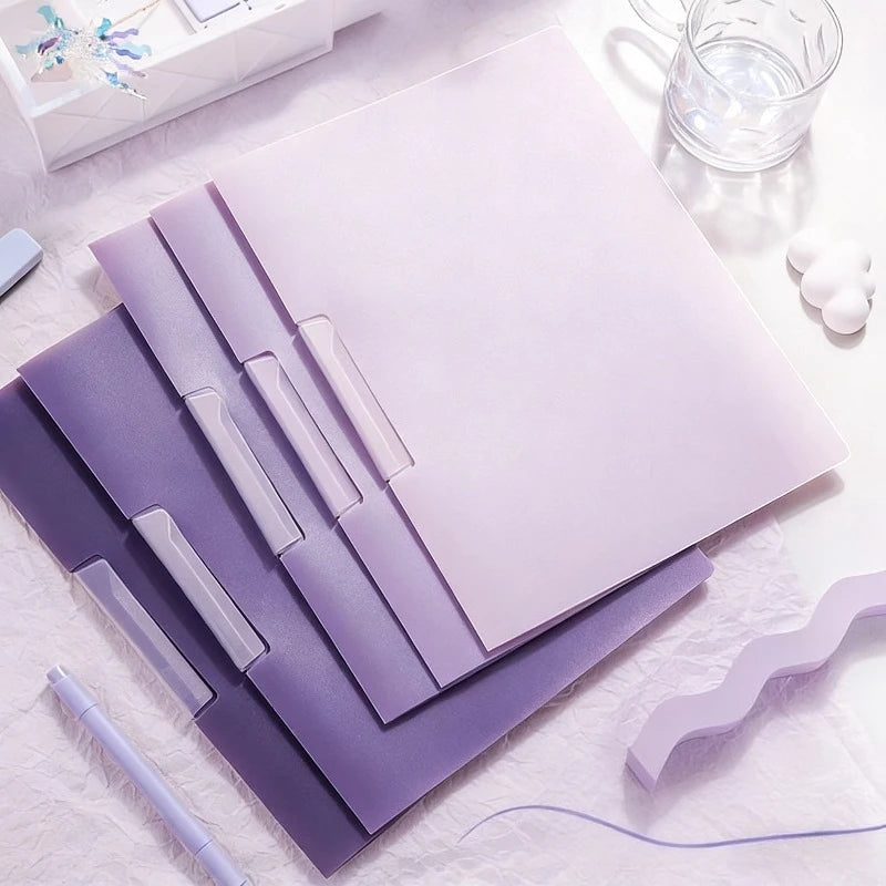 Carpeta de color degradado con hebilla de apertura lateral giratoria para almacenamiento de documentos, organizador para estudiantes de oficina y escuela, 5 uds.