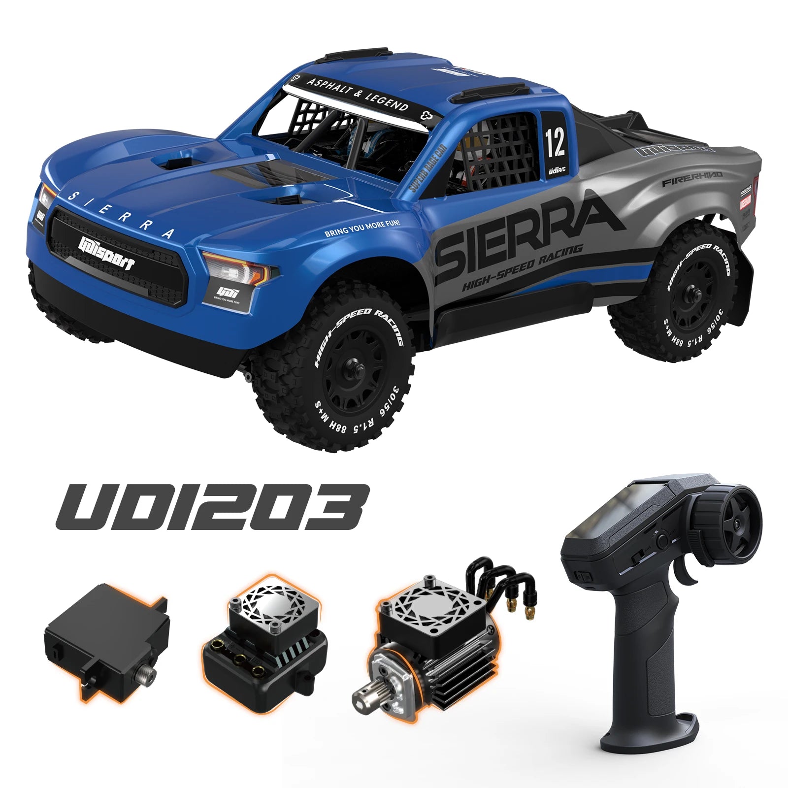Camioneta RC 1/12 4WD sin Escobillas, Ultra Rápida, Todoterreno para Desierto