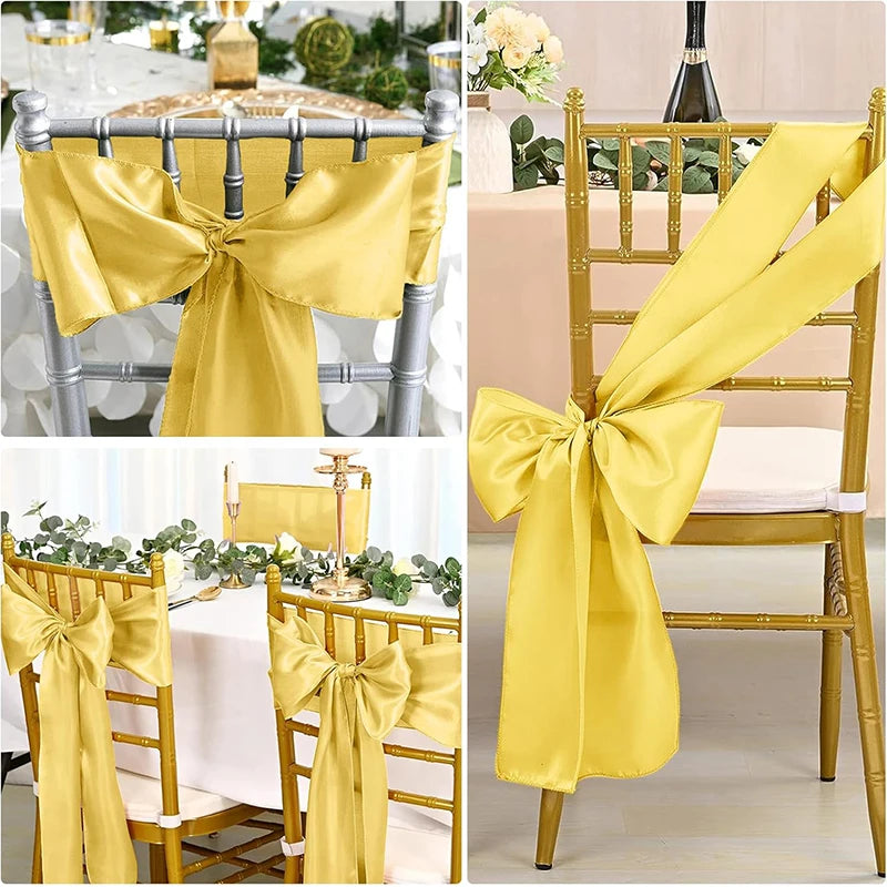 Fajas de Satén para Sillas Decoración de Boda x10