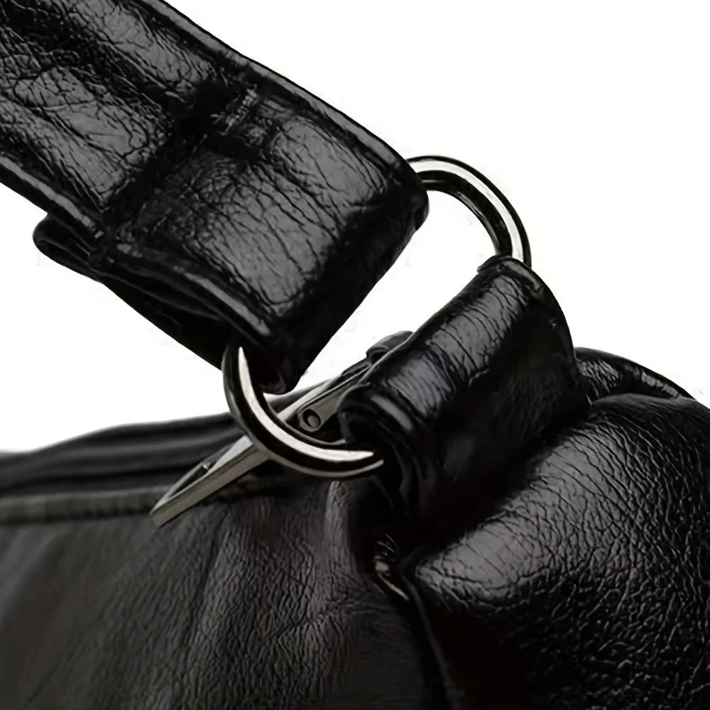 Bolso de Hombro para Mujer de Cuero PU Negro Gran Capacidad