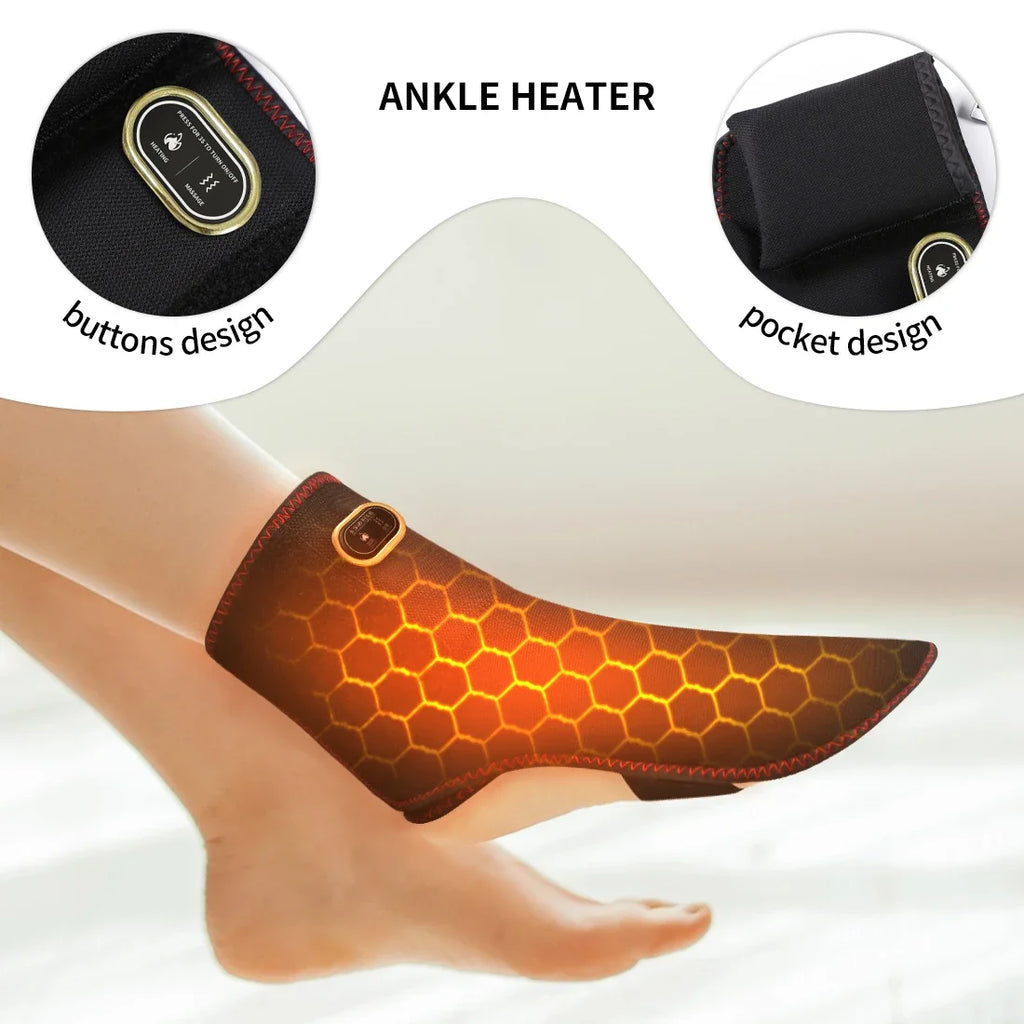 Almohadilla Térmica Inalámbrica para Tobillo, Masajeador Eléctrico con Vibración, Envoltura Térmica Recargable para Pies, Manos y Muñecas, Soporte Térmico para Muñeca y Tobillo