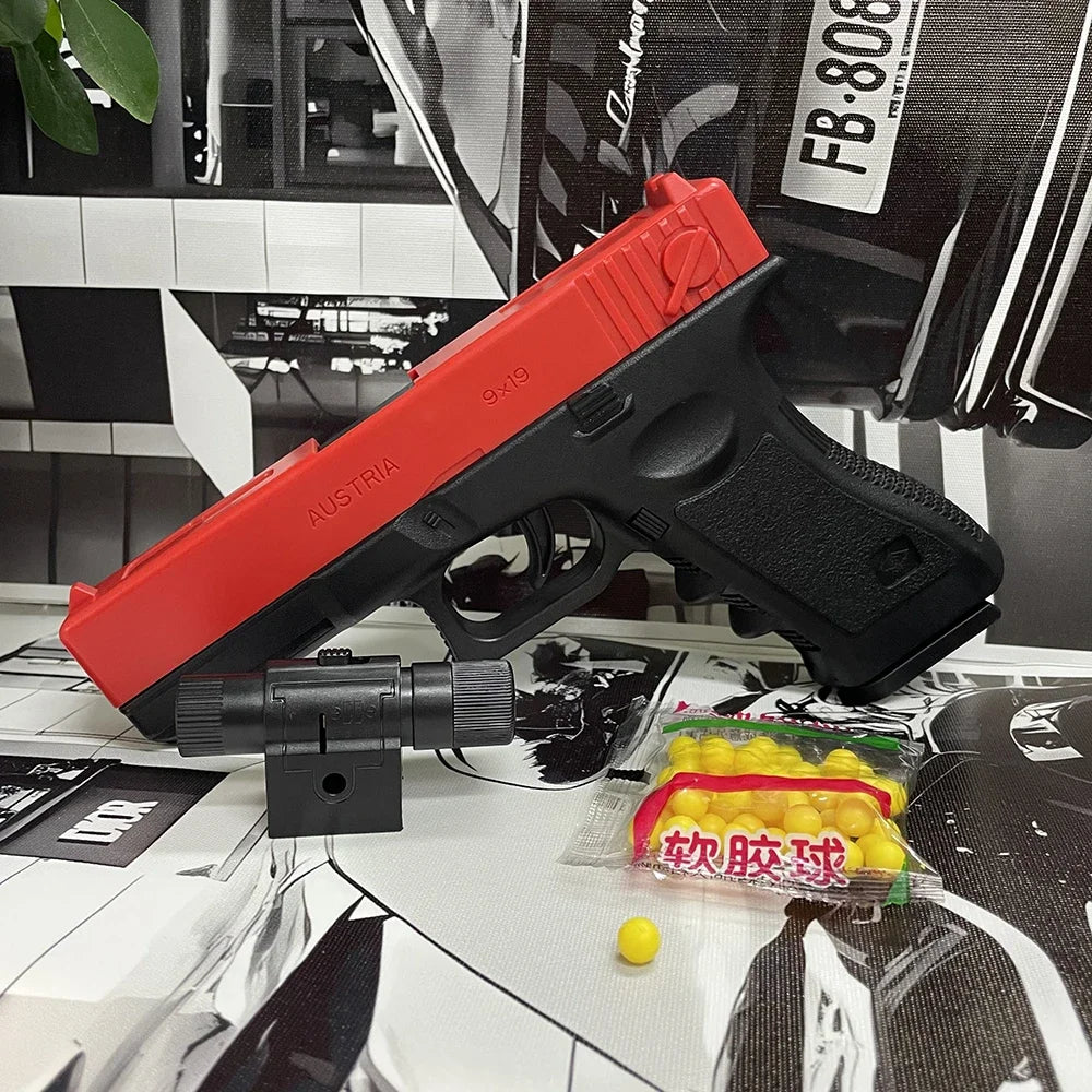 Pistola de balas suaves Airsoft Manual G17, pistola de juguete, revista inferior con láser, deportes al aire libre, arma de juego CS para niños y adultos, regalo