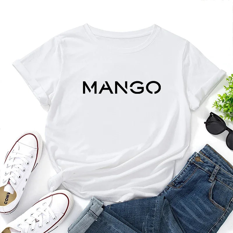 Camiseta de Algodón de Manga Corta para Mujer
