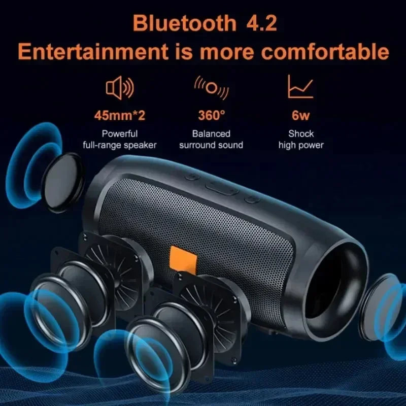 Altavoces Bluetooth J007 con subwoofer, altavoz envolvente estéreo para exteriores, resistente al agua, caja de sonido inalámbrica, compatible con Radio FM, tarjeta TF
