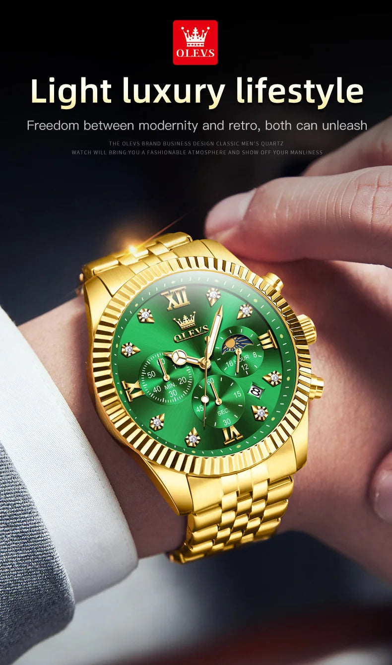 Reloj de Cuarzo OLEVS 2932 para Hombre con Cronógrafo y Diamantes