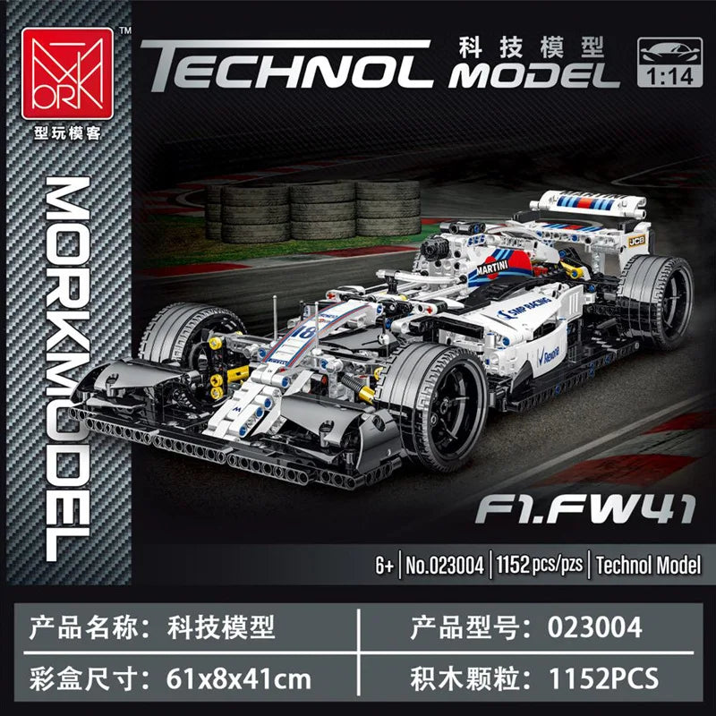 1152 piezas técnicas 023004   Coches de fórmula F1, bloques de construcción, coches de carreras deportivos, súper modelo, Kits de ladrillos, juguetes para niños, regalos