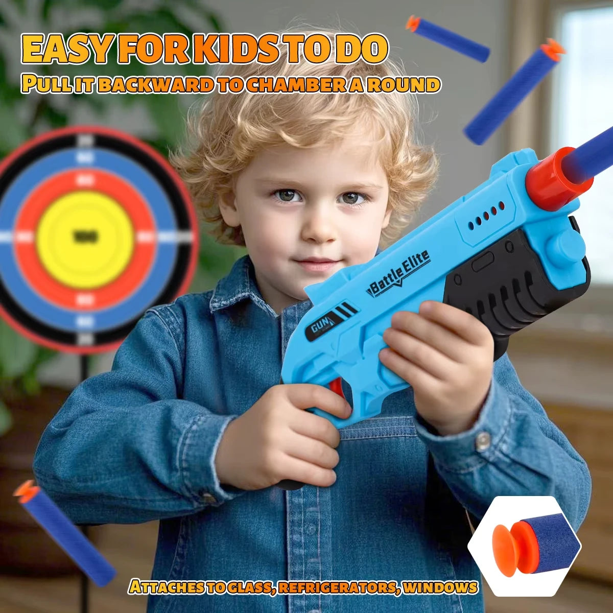 Lanzador de dardos de espuma Manual, bala suave duradera para exteriores, juguete de batalla, pistola de juego para niños y niñas, regalos de Halloween y Navidad