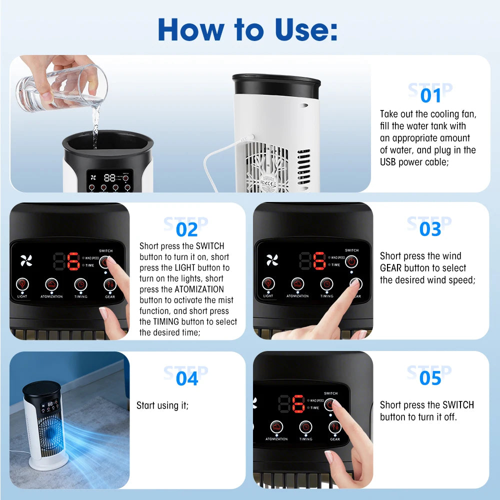 Enfriador de Aire 3 en 1 con Humidificador y 6 Velocidades