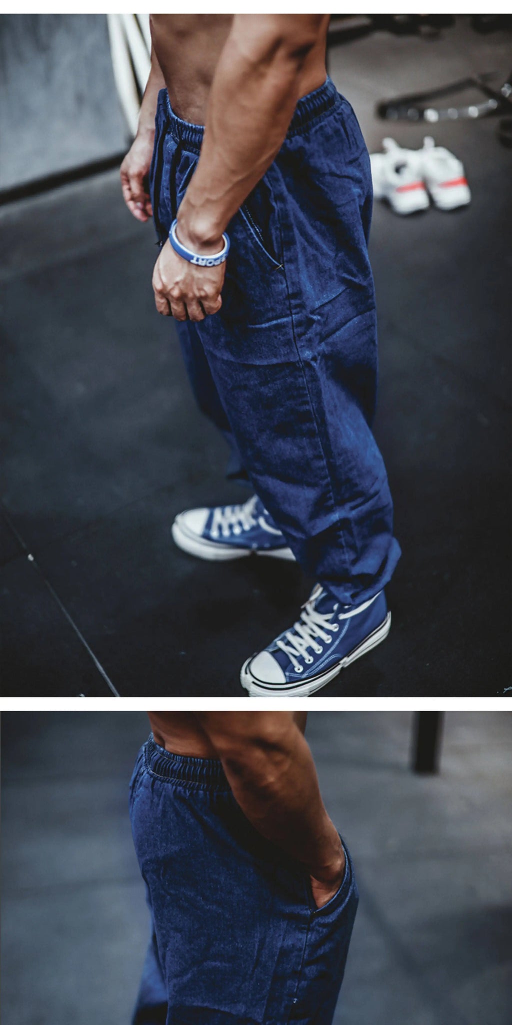 Pantalones Vaqueros Jogger Holgados para Hombre, Negro y Azul, Talla Grande
