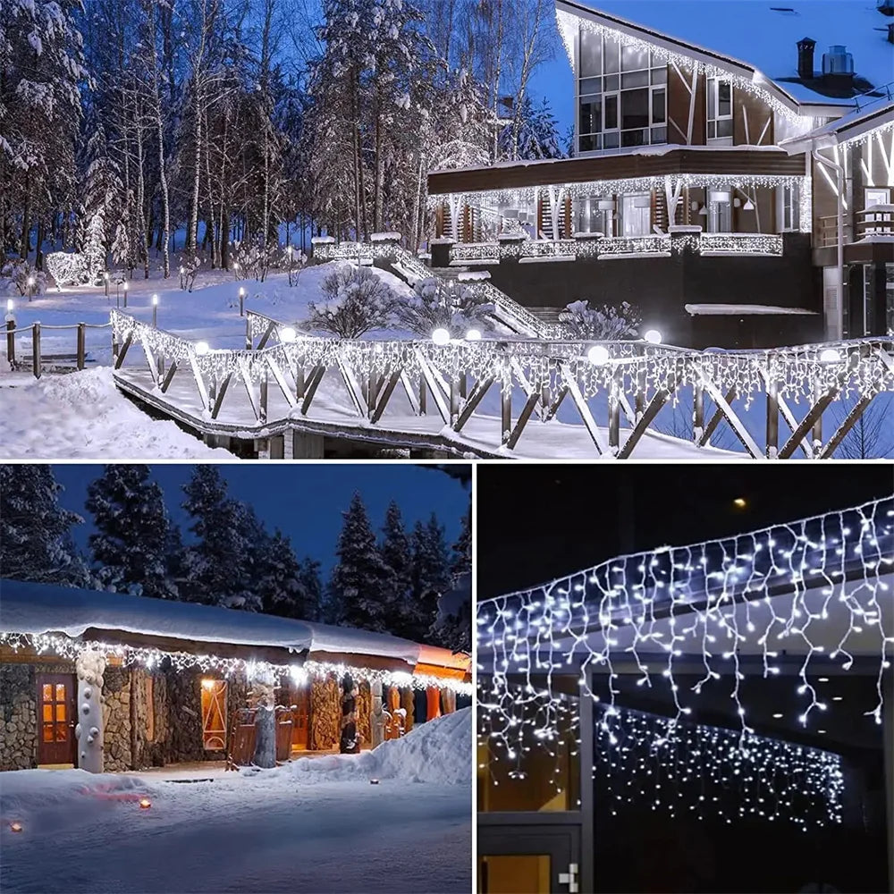 Guirnalda Solar LED en Forma de Carámbanos 3.5M para Jardín y Eventos