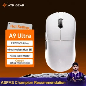 Ratón Inalámbrico para Juegos ATK A9 Air Plus A9 Mini Ultimate, 39g, Tamaño Pequeño/Mediano, PAW3955 MASTER 8K, Regalos para Gamers