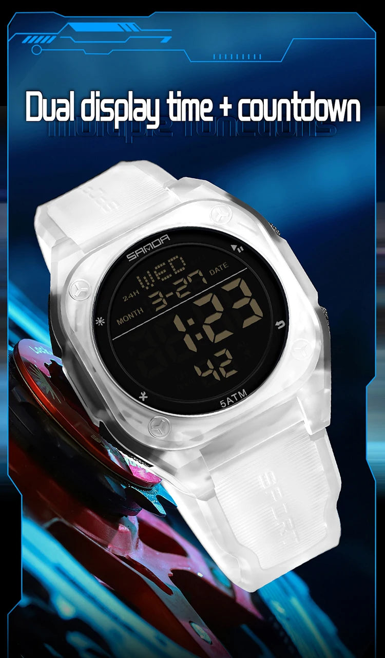 Reloj Digital SANDA 6272 para Estudiantes, Luminoso y Resistente al Agua