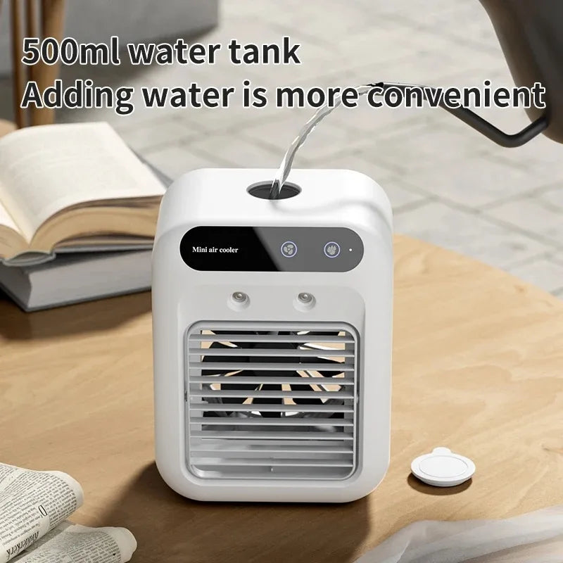 Ventilador USB de Escritorio con Humidificador y Luz LED