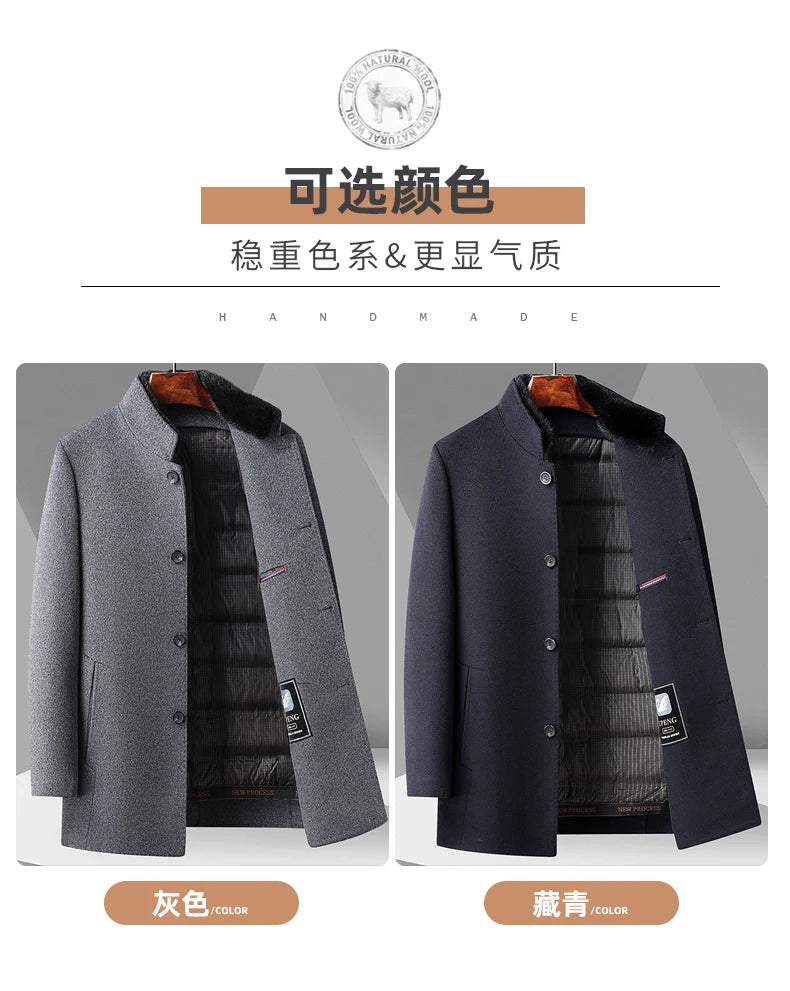 Abrigo de Lana con Plumón Desmontable para Hombre – Otoño/Invierno