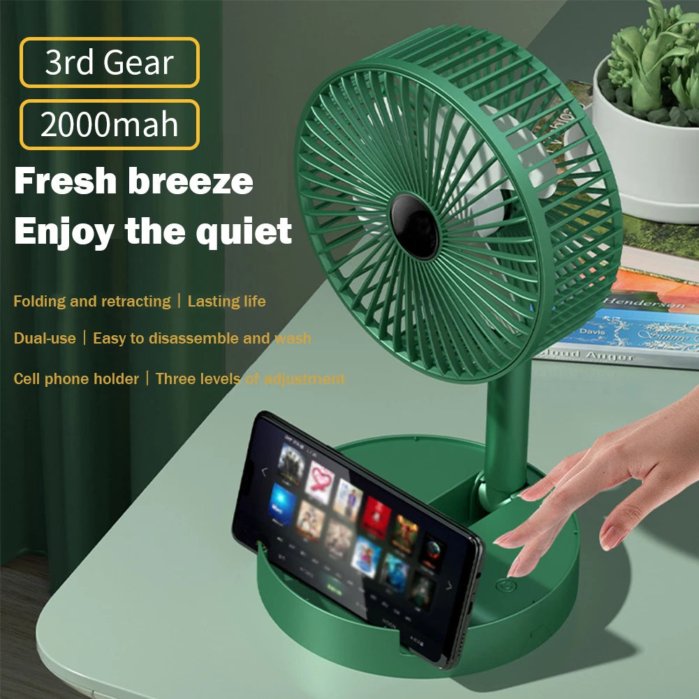 Ventilador de Escritorio Plegable Recargable USB con Tecla Táctil