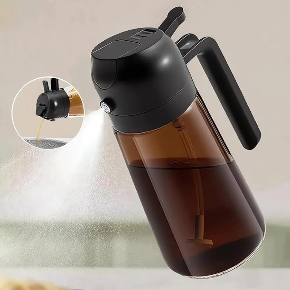 Pulverizador de aceite de vidrio oscuro de 470ML, botella dispensadora de aceite de oliva, bloqueo de luz, cocina, freidora de aire, botella de aceite para barbacoa, herramientas de condimentos
