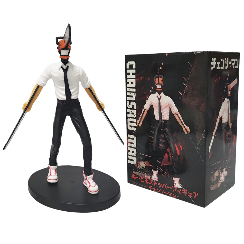 Figura de hombre de motosierra de Anime, conjunto de 2 uds., figura de acción Denji de 14-17cm, muñeca decorativa para coche, colección de modelos de PVC, juguetes, regalos para niños