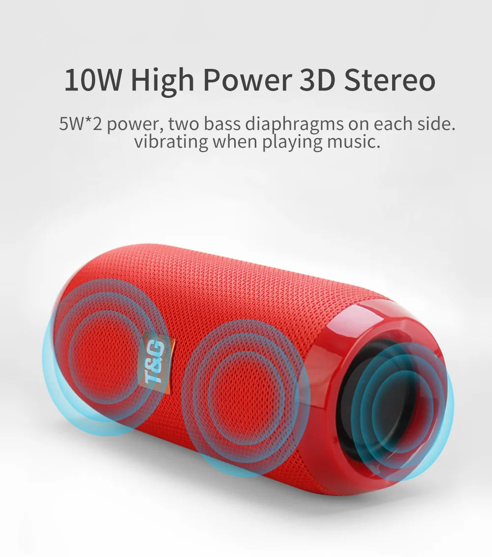 Altavoz Bluetooth T & G TG117, caja de sonido portátil TWS, altavoz resistente al agua, altavoces envolventes estéreo para exteriores, compatible con Radio FM TF