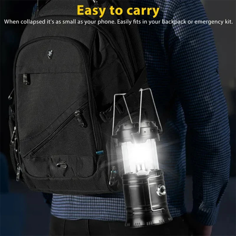 Linterna LED Portátil para Camping, Impermeable, Recargable por USB y Solar, Kit de Supervivencia para Emergencias en Interiores y Exteriores