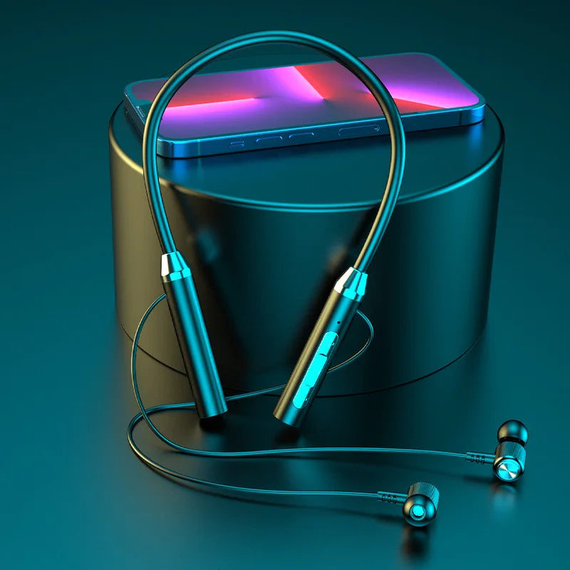 Auriculares inalámbricos con Bluetooth, cascos con banda para el cuello, auriculares deportivos estéreo para videojuegos, auriculares magnéticos impermeables con pantalla LED