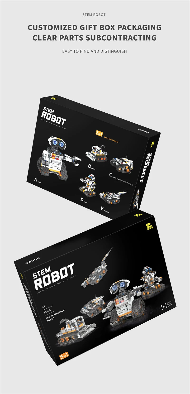 Bloques de construcción programables con brazo mecánico multieje, robot 5 en 1, juguetes de Control remoto, vástago interactivo, regalo de aprendizaje para niños