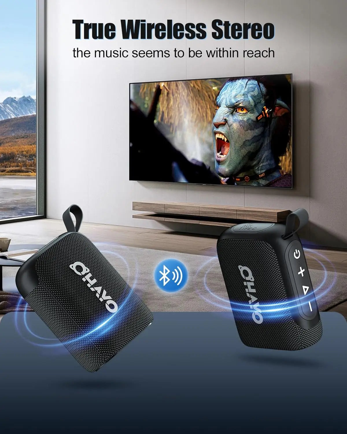 OHAYO Altavoz de ducha Bluetooth, resistente al agua IPX7, potente mini altavoz portátil con clip, inalámbrico, tiempo de reproducción 24 horas, luces RGB